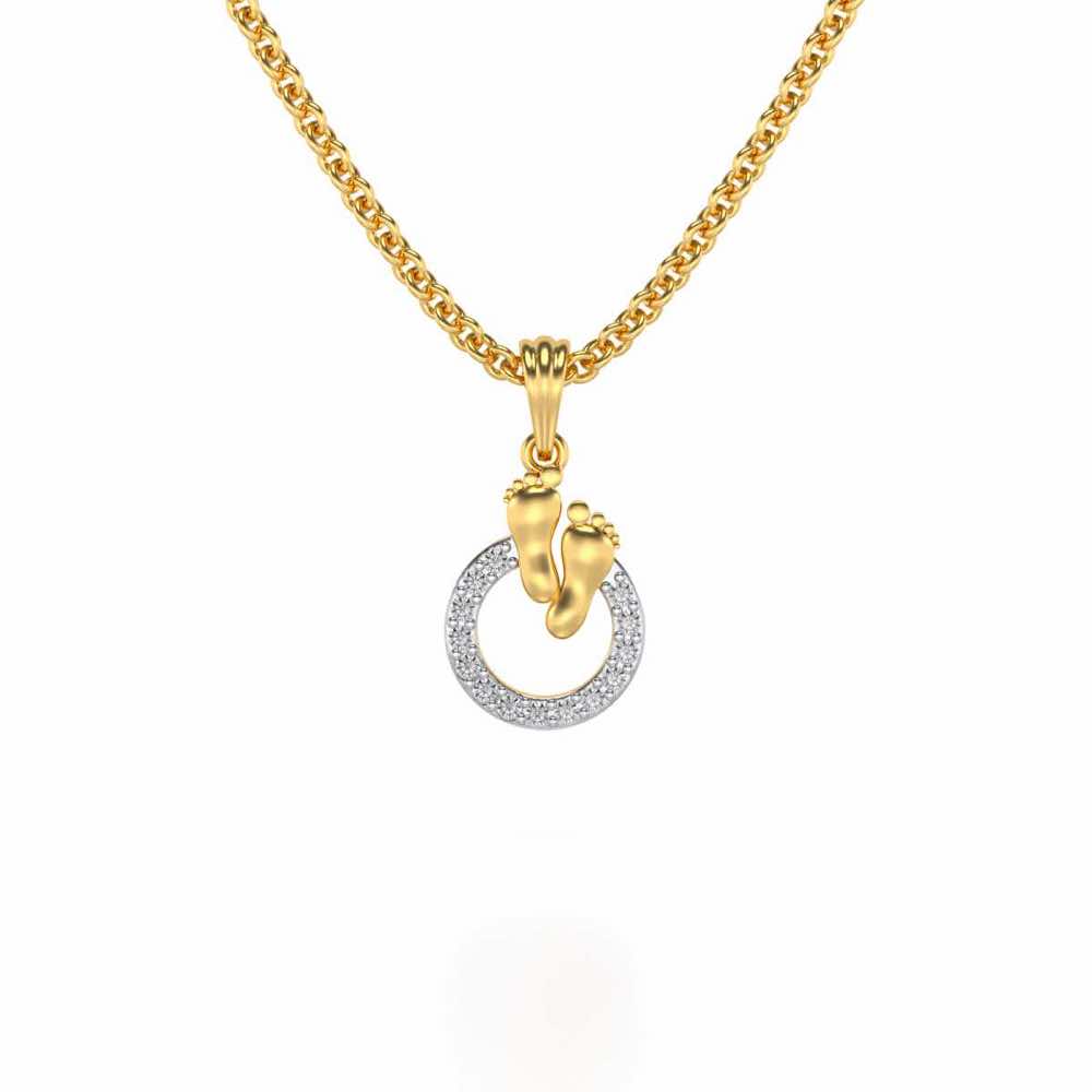 Child Feet Silver Pendant - Yellow Gold - Image 2