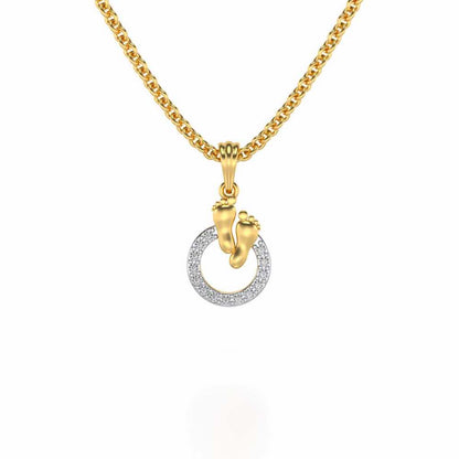 Child Feet Silver Pendant - Yellow Gold - Image 2