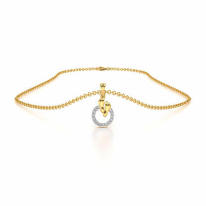 Child Feet Silver Pendant - Yellow Gold - Image 3