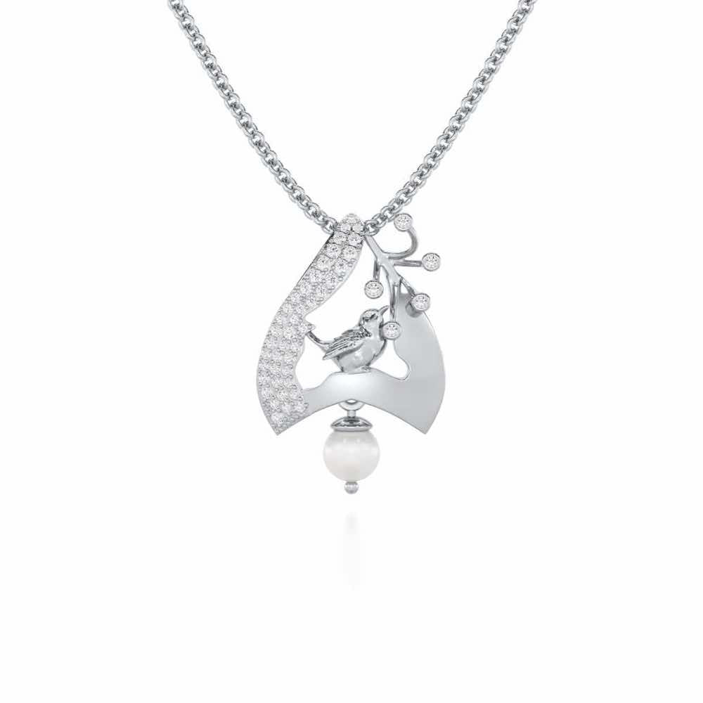 Chirp Silver Pendant - White Gold - Image 1