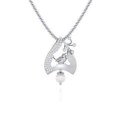 Chirp Silver Pendant - White Gold - Image 1