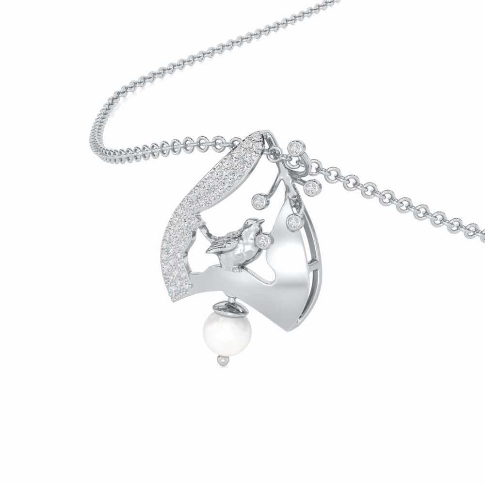 Chirp Silver Pendant - White Gold - Image 2