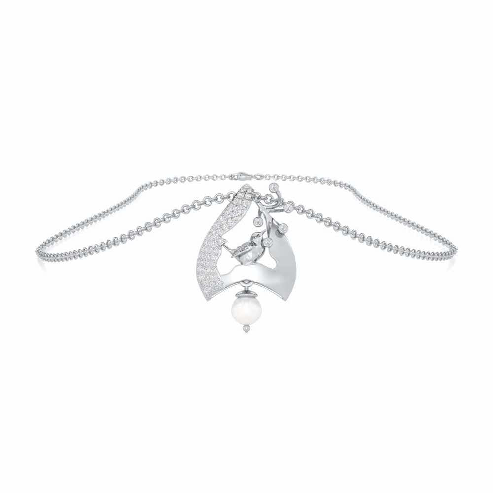 Chirp Silver Pendant - White Gold - Image 3