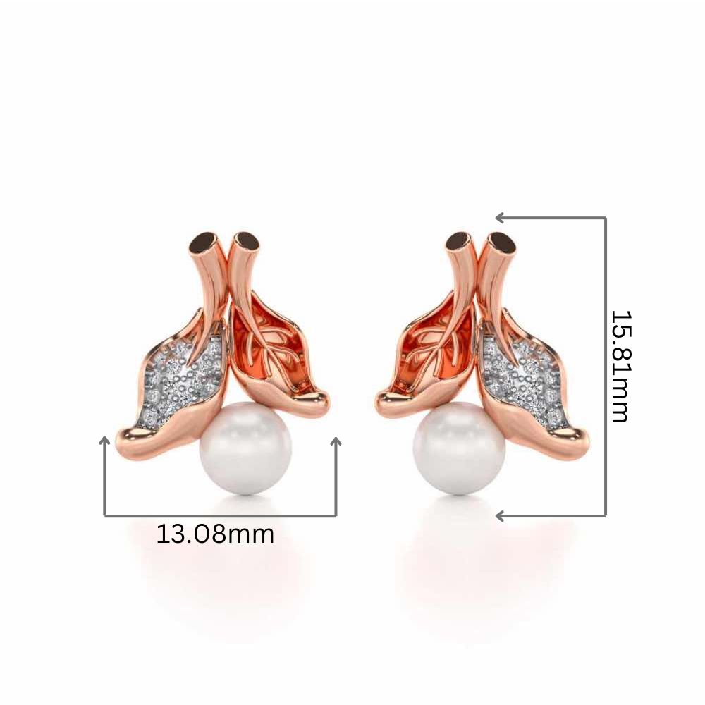 Chlorophyll Silver Pearl Earrings - Rose Gold - Image 2