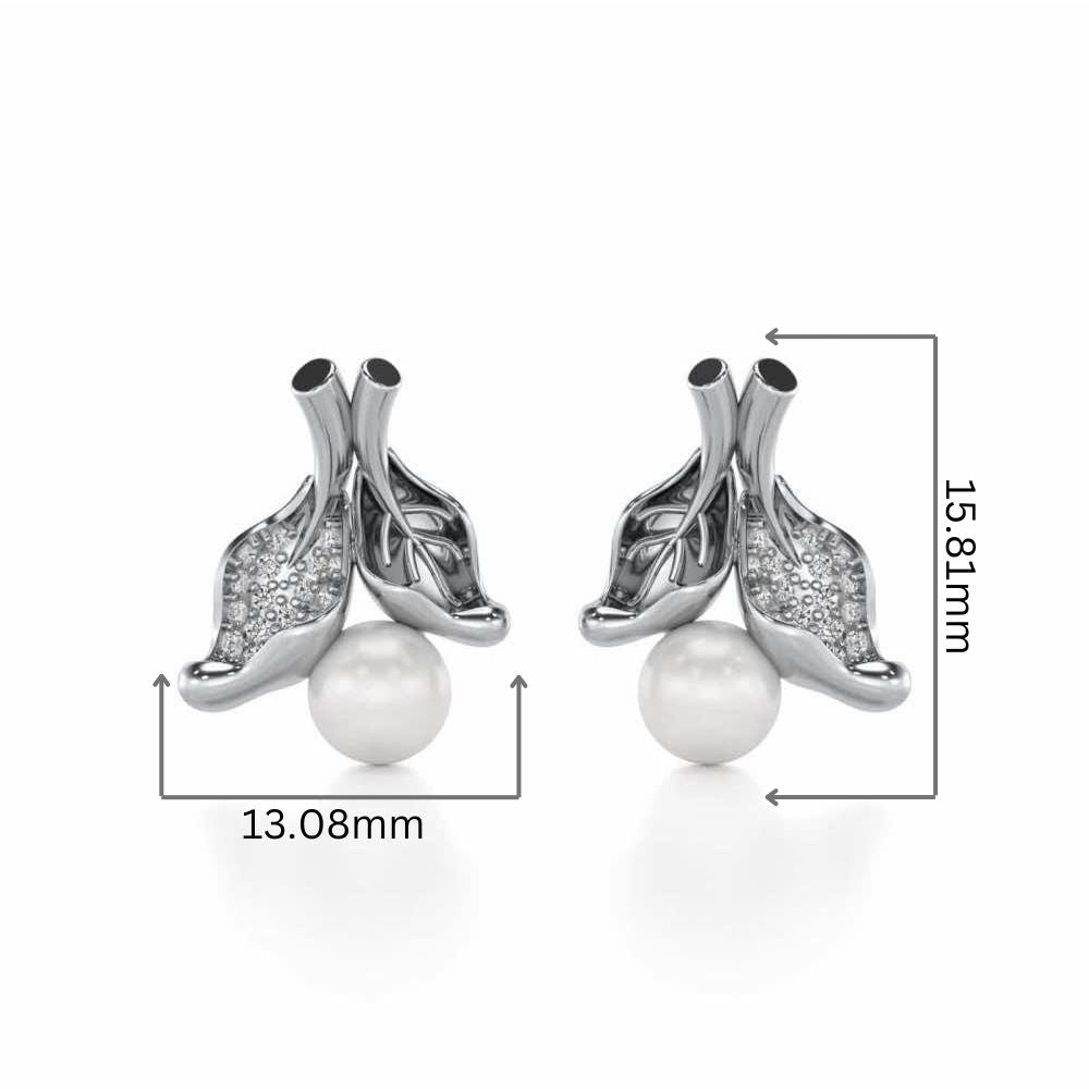 Chlorophyll Silver Pearl Earrings - White Gold - Image 2