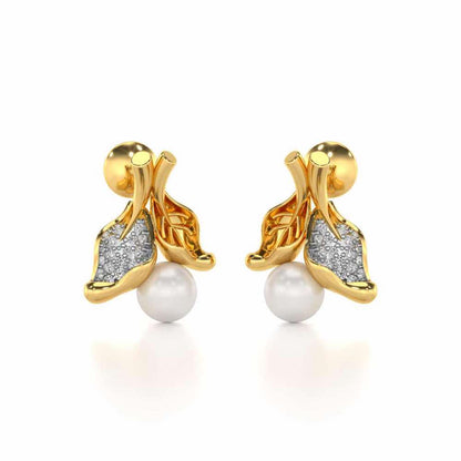 Chlorophyll Silver Pearl Earrings - Yellow Gold - Image 1