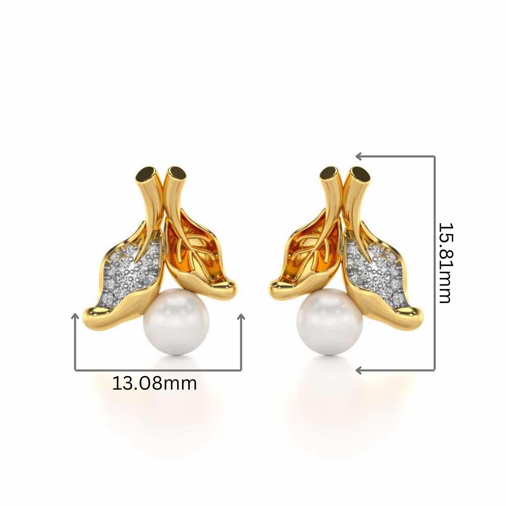 Chlorophyll Silver Pearl Earrings - Yellow Gold - Image 2