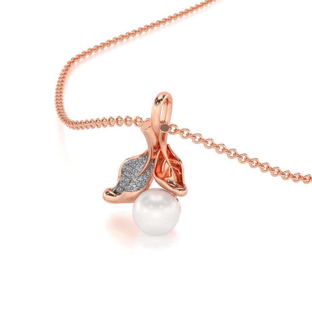 Chlorophyll Silver Pearl Pendant - Rose Gold - Image 1