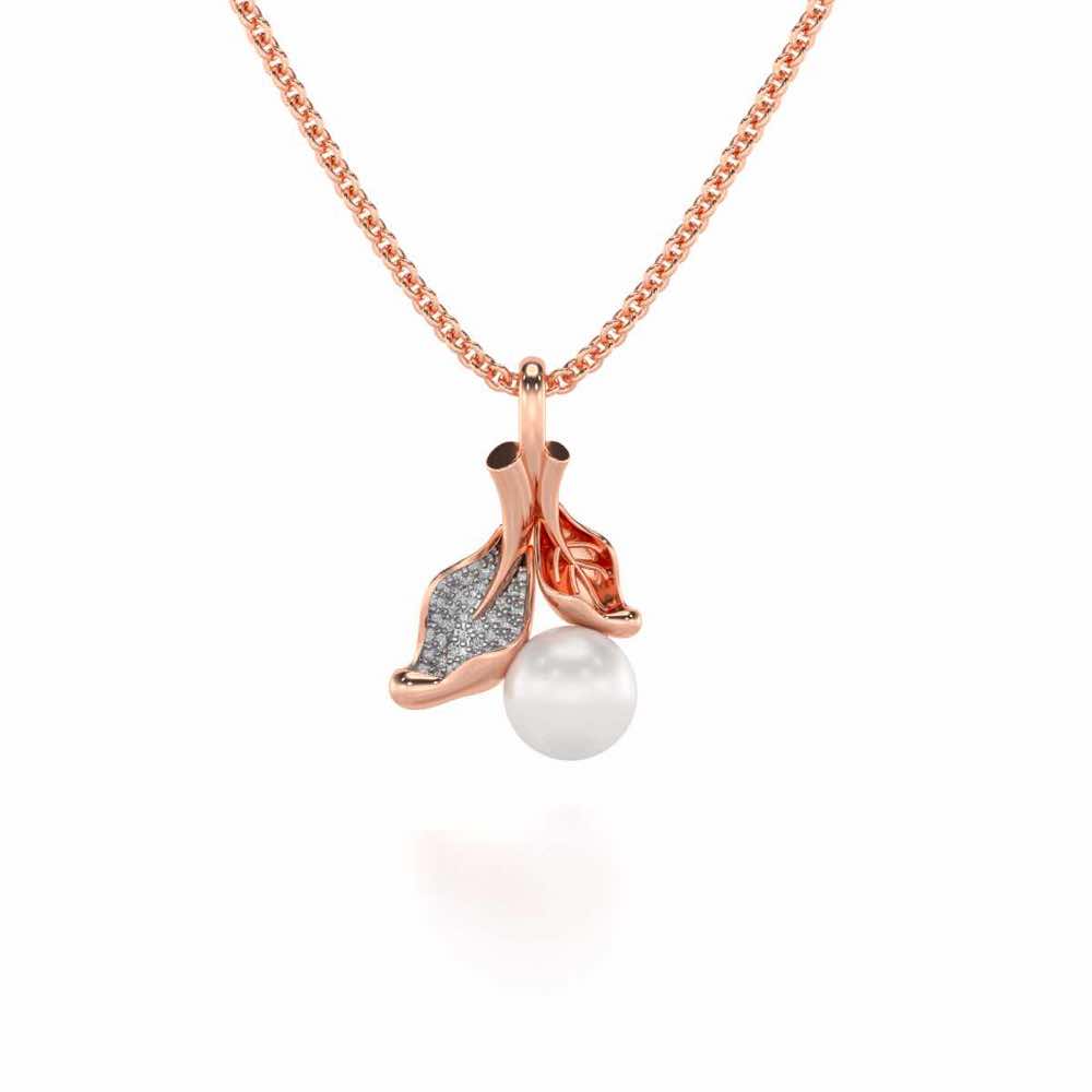 Chlorophyll Silver Pearl Pendant - Rose Gold - Image 2