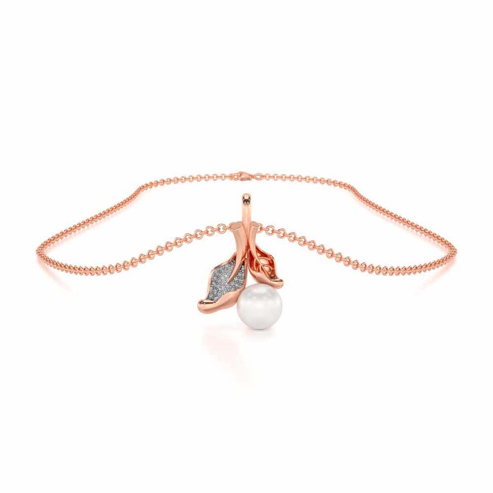Chlorophyll Silver Pearl Pendant - Rose Gold - Image 3