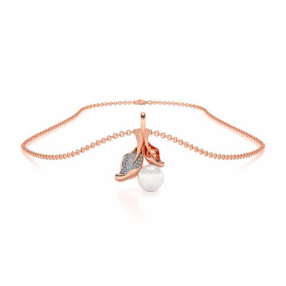 Chlorophyll Silver Pearl Pendant - Rose Gold - Image 3