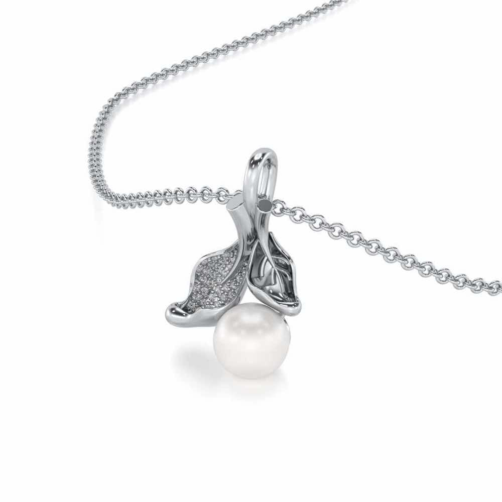 Chlorophyll Silver Pearl Pendant - White Gold - Image 1