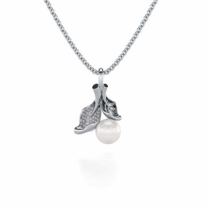 Chlorophyll Silver Pearl Pendant - White Gold - Image 2