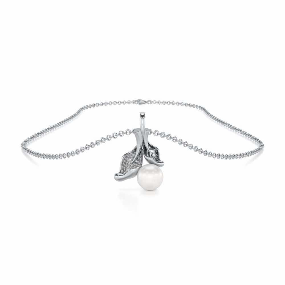 Chlorophyll Silver Pearl Pendant - White Gold - Image 3