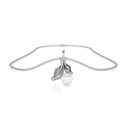 Chlorophyll Silver Pearl Pendant - White Gold - Image 3