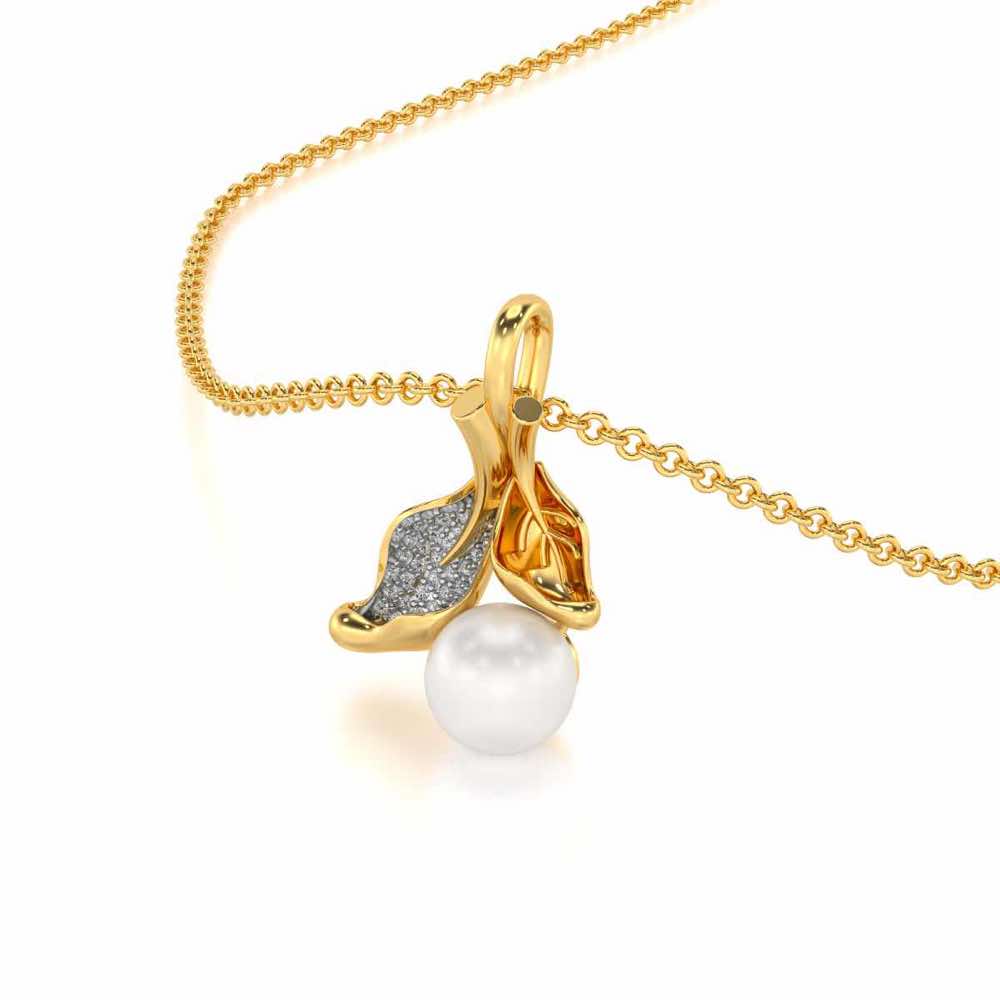 Chlorophyll Silver Pearl Pendant - Yellow Gold - Image 1