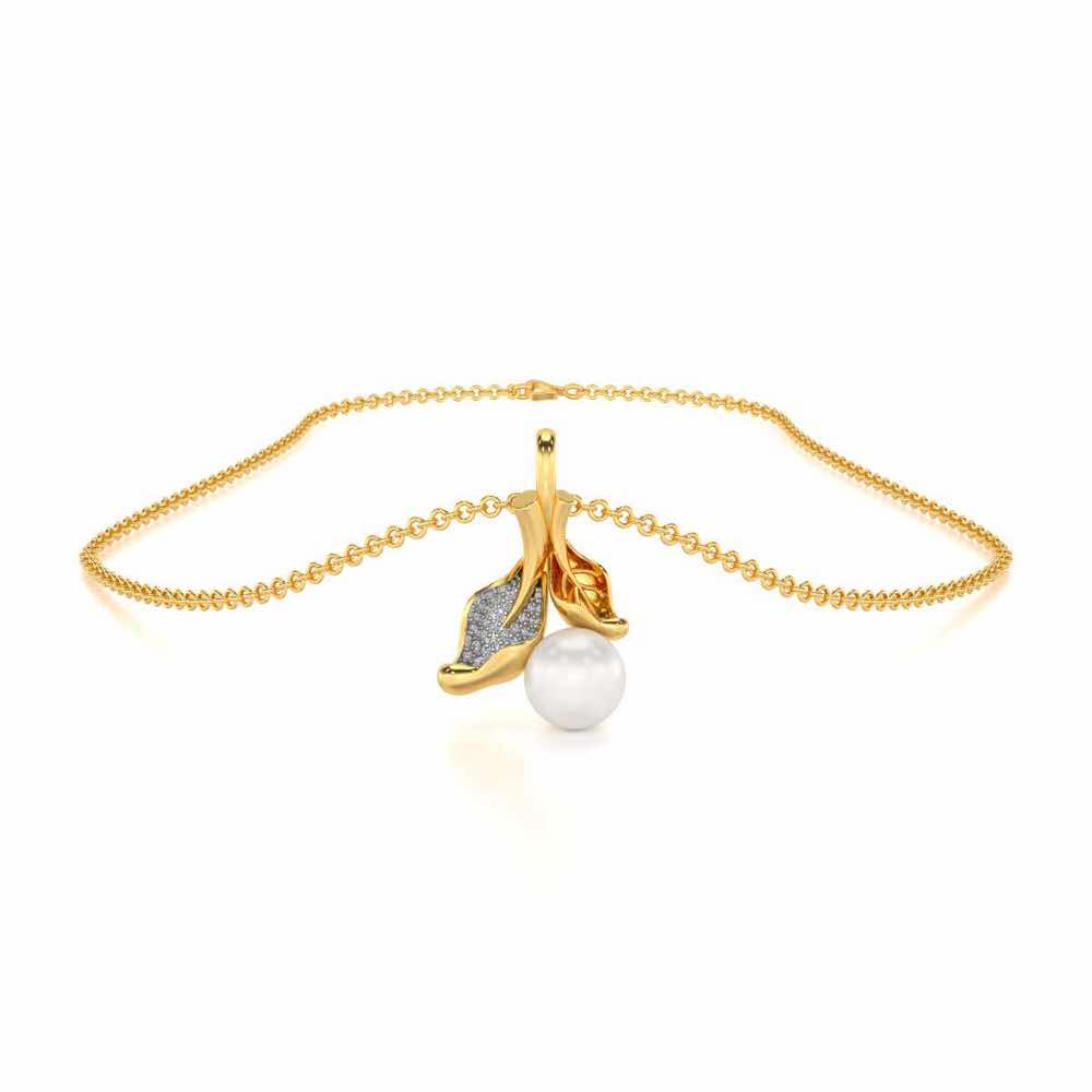 Chlorophyll Silver Pearl Pendant - Yellow Gold - Image 3