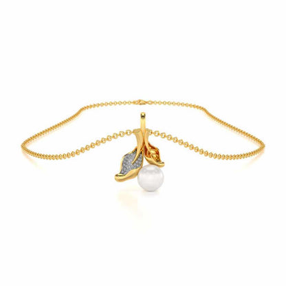 Chlorophyll Silver Pearl Pendant - Yellow Gold - Image 3