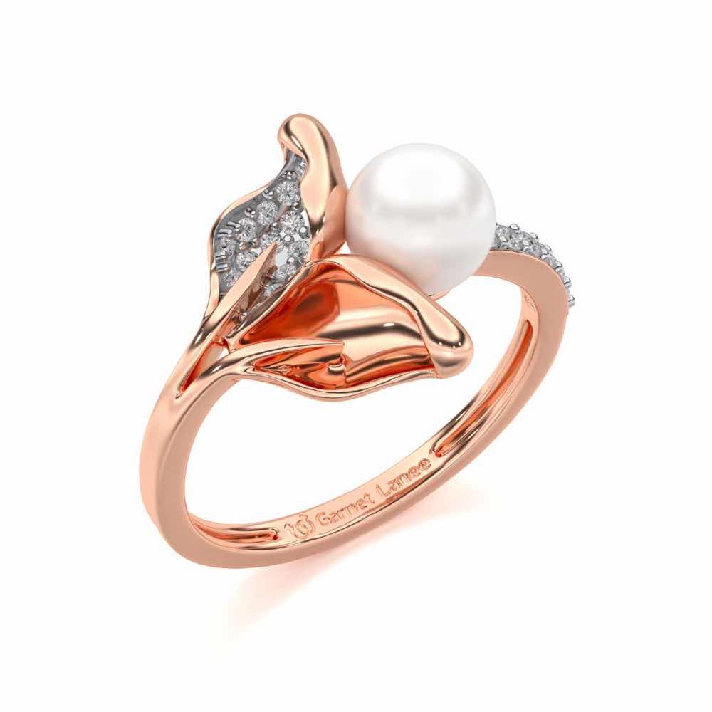 Chlorophyll Silver Pearl Ring - Rose Gold - Image 1