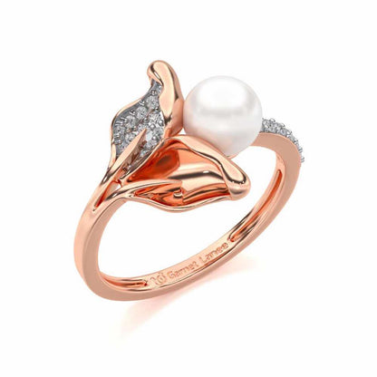Chlorophyll Silver Pearl Ring - Rose Gold - Image 1
