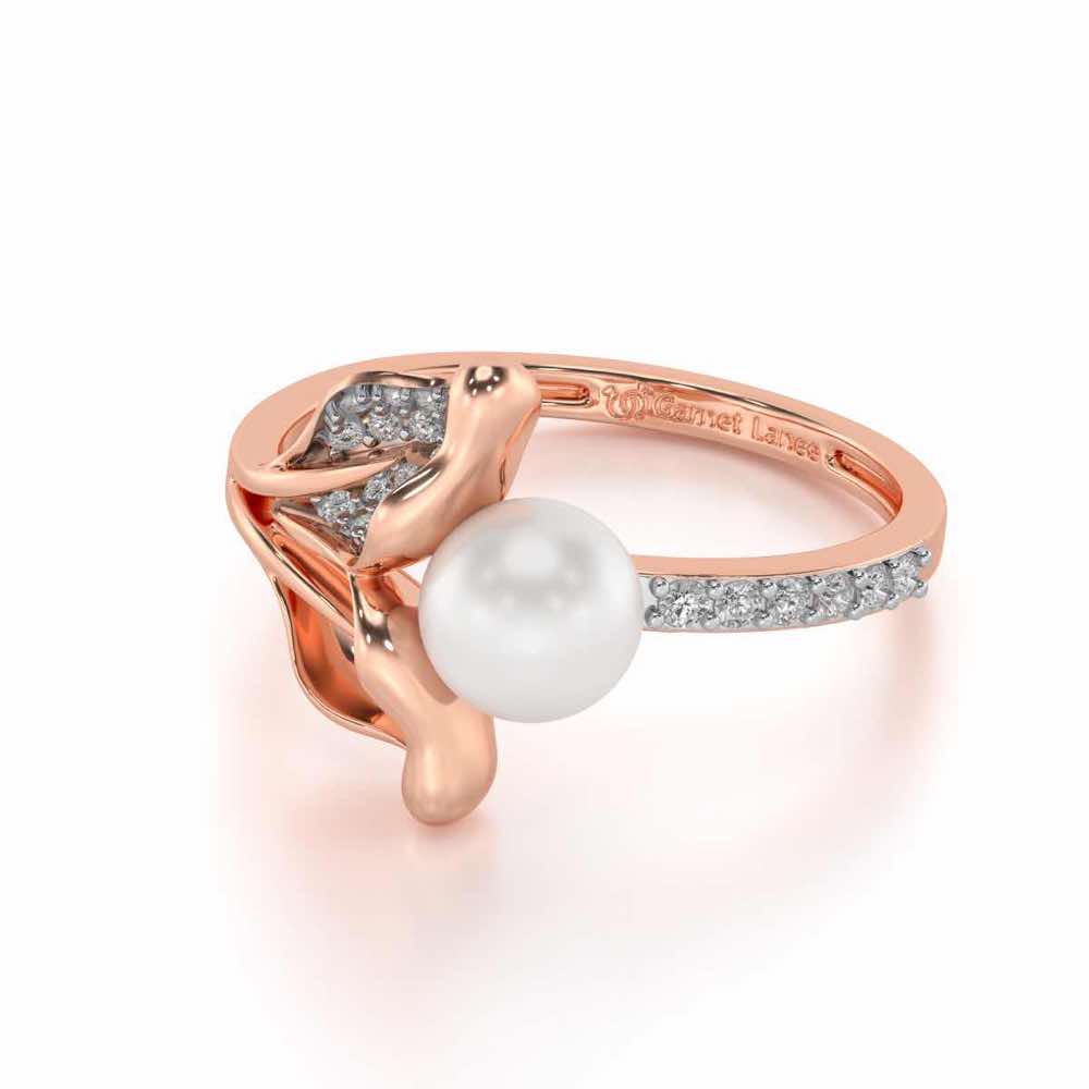 Chlorophyll Silver Pearl Ring - Rose Gold - Image 2