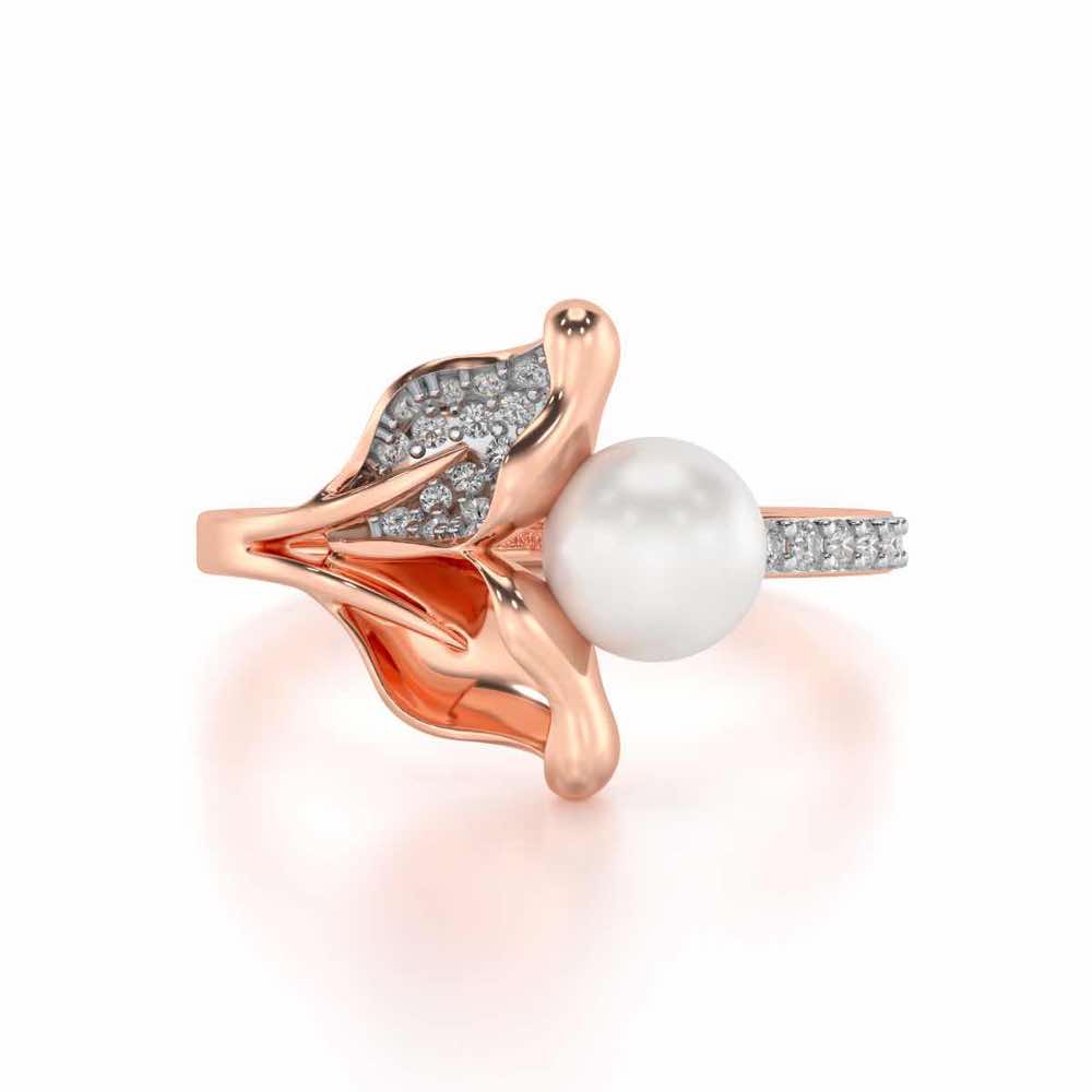 Chlorophyll Silver Pearl Ring - Rose Gold - Image 4