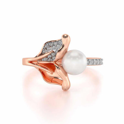 Chlorophyll Silver Pearl Ring - Rose Gold - Image 4