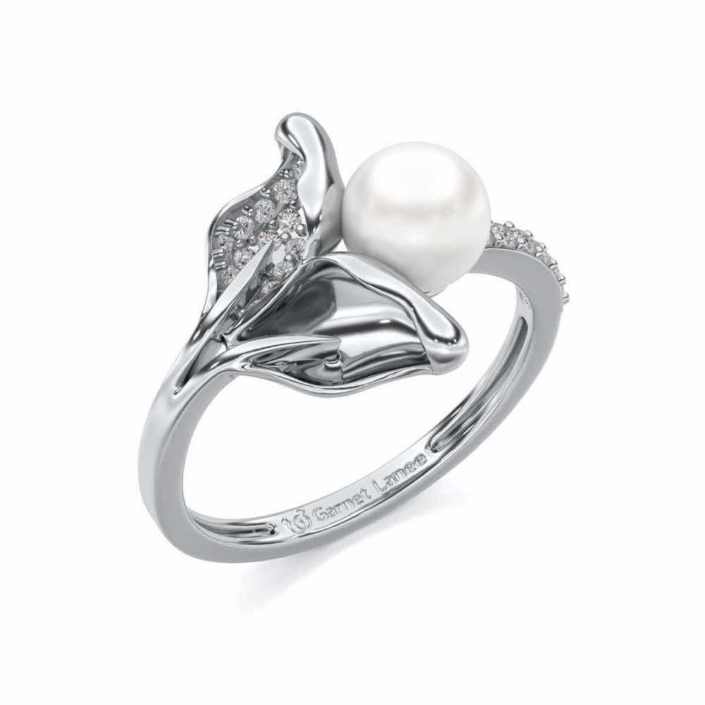 Chlorophyll Silver Pearl Ring - White Gold - Image 1