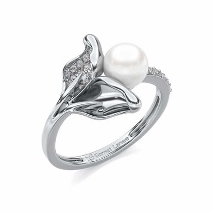Chlorophyll Silver Pearl Ring - White Gold - Image 1