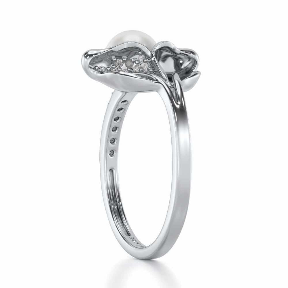 Chlorophyll Silver Pearl Ring - White Gold - Image 3