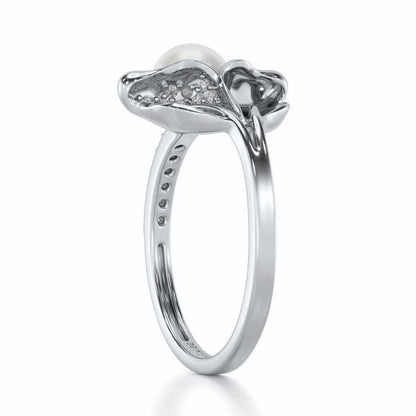 Chlorophyll Silver Pearl Ring - White Gold - Image 3