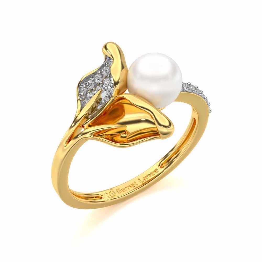 Chlorophyll Silver Pearl Ring - Yellow Gold - Image 1