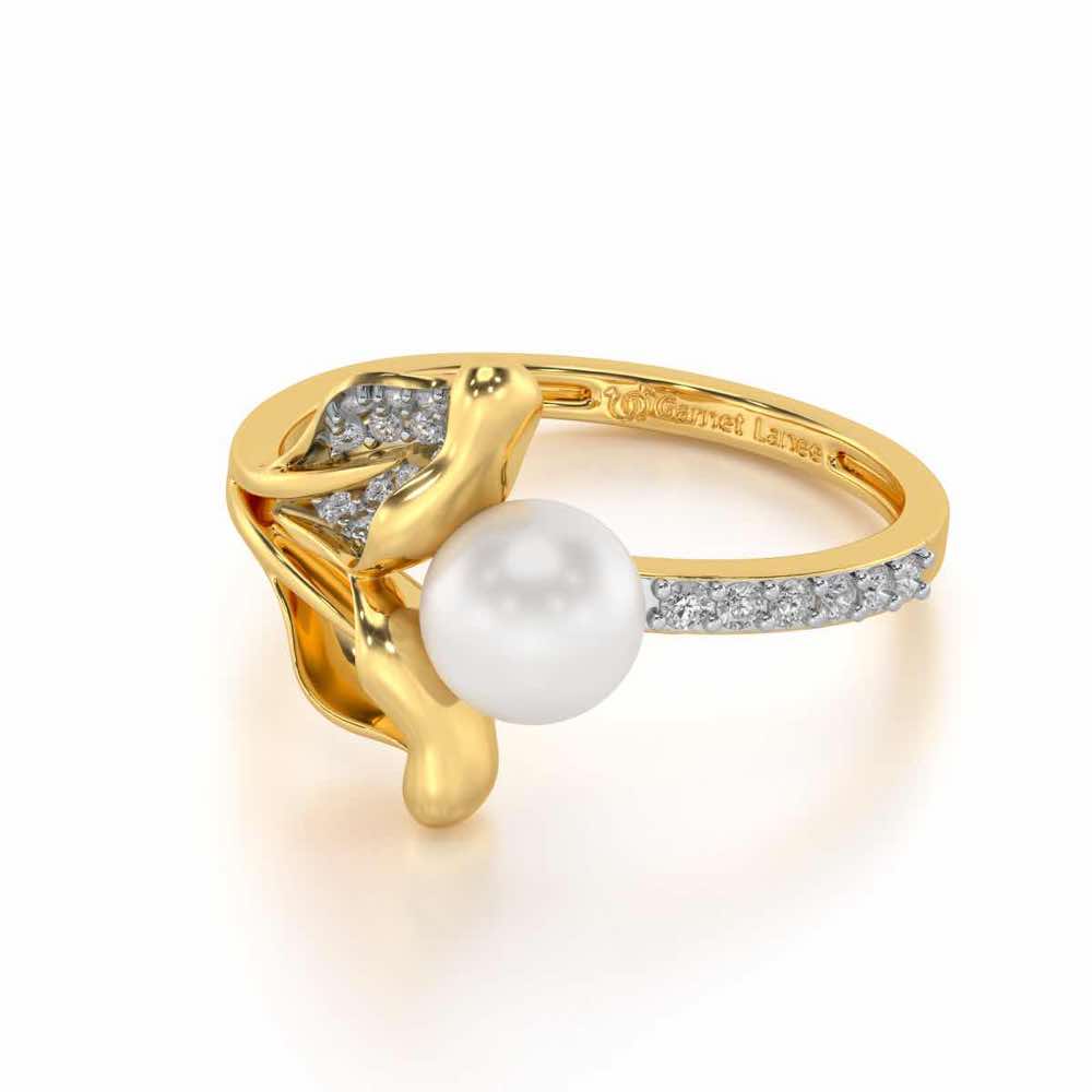 Chlorophyll Silver Pearl Ring - Yellow Gold - Image 2