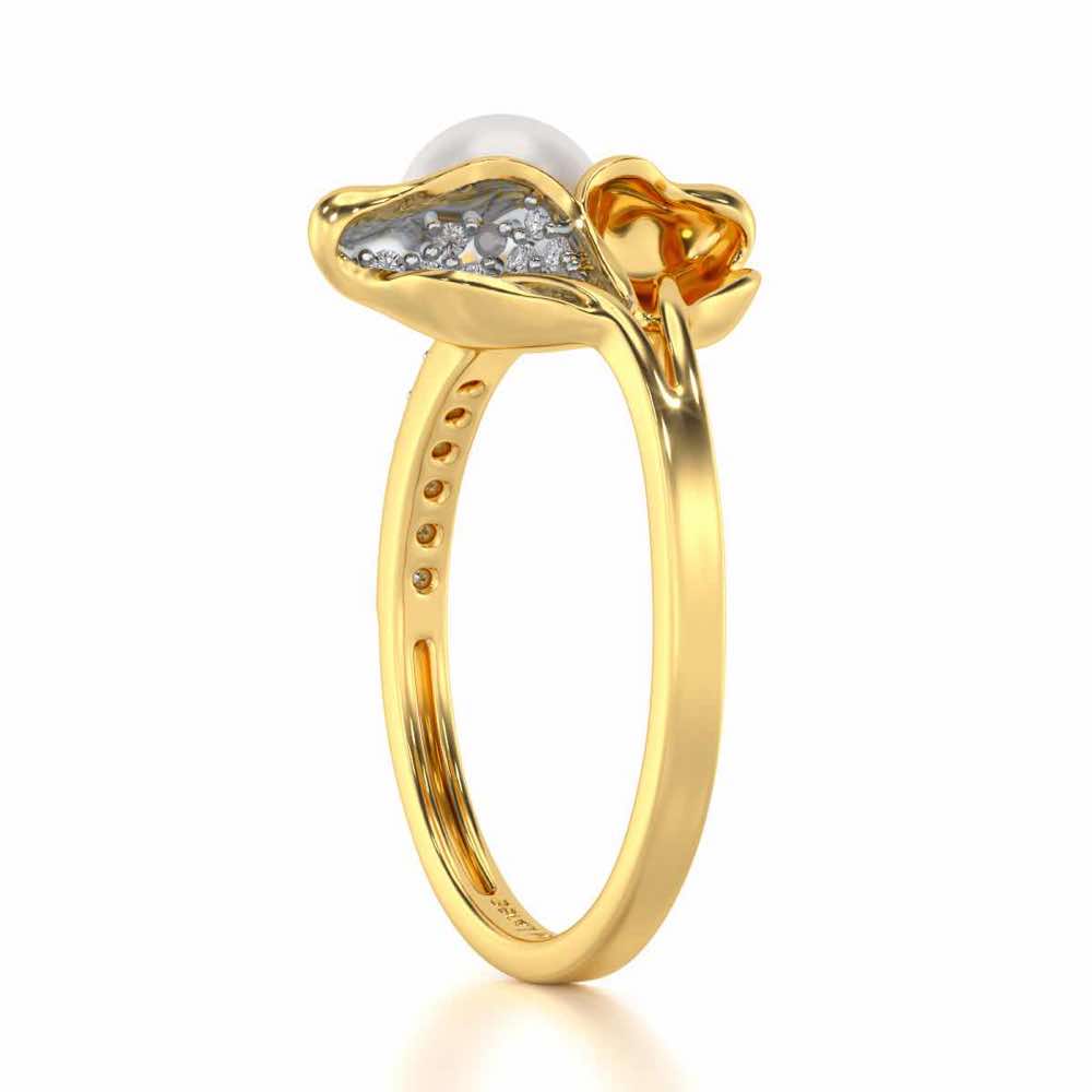 Chlorophyll Silver Pearl Ring - Yellow Gold - Image 3
