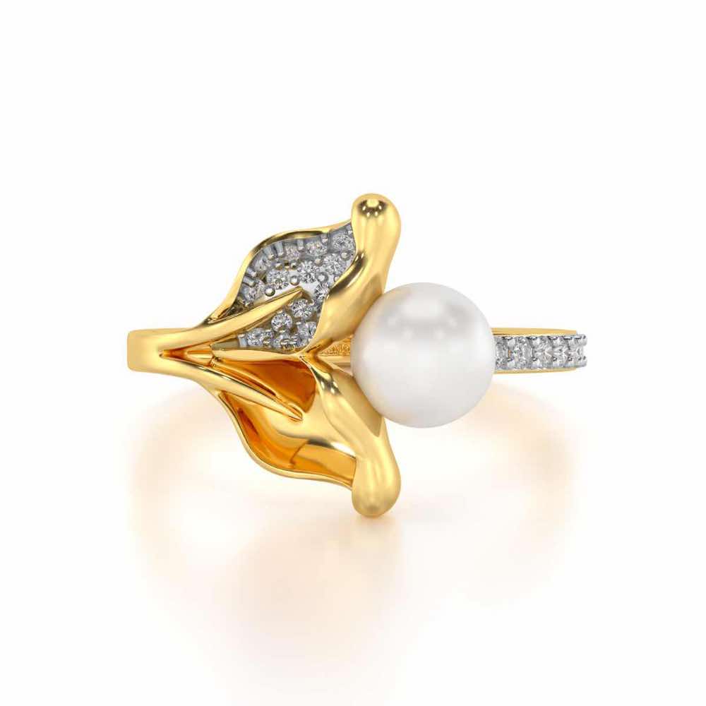 Chlorophyll Silver Pearl Ring - Yellow Gold - Image 4