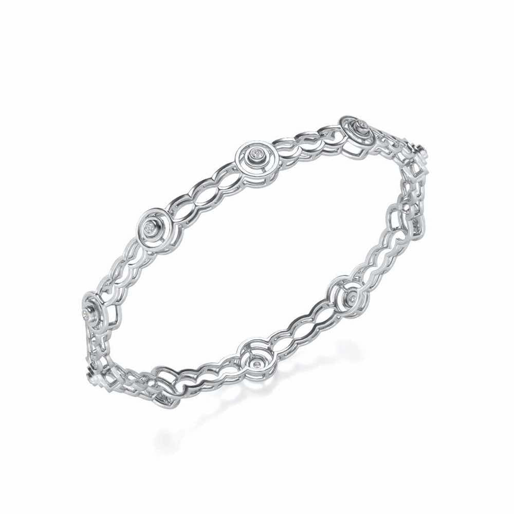 Circlice Silver Bangles - White Gold - Image 1