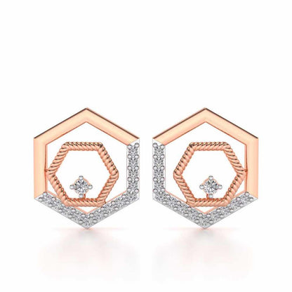 Circum-Hexa Silver Earrings - Rose Gold - Image 1