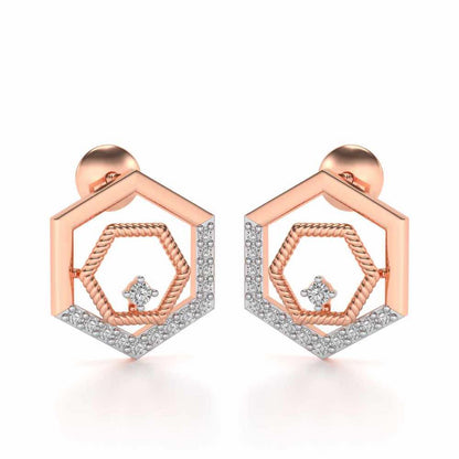 Circum-Hexa Silver Earrings - Rose Gold - Image 2
