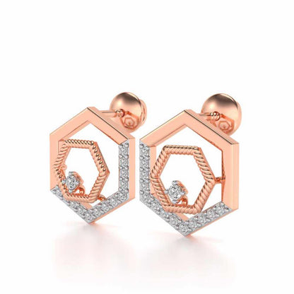 Circum-Hexa Silver Earrings - Rose Gold - Image 3