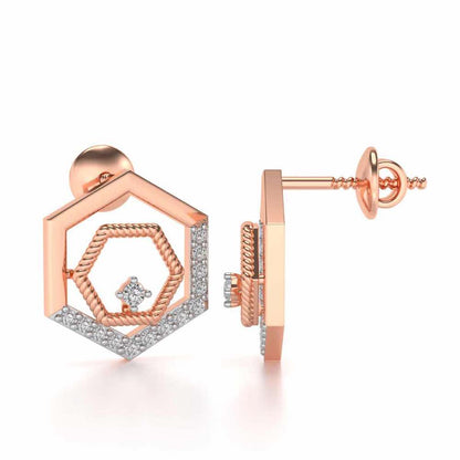 Circum-Hexa Silver Earrings - Rose Gold - Image 4