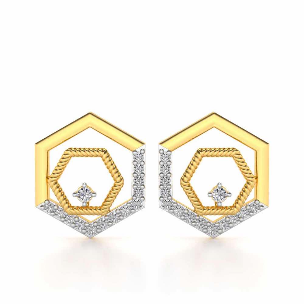 Circum-Hexa Silver Earrings - Yellow Gold - Image 1