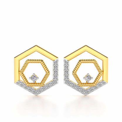Circum-Hexa Silver Earrings - Yellow Gold - Image 1