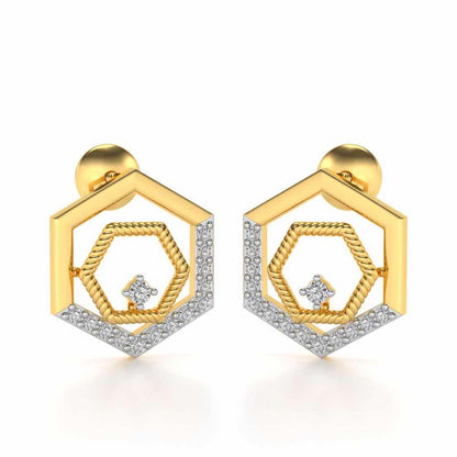 Circum-Hexa Silver Earrings - Yellow Gold - Image 2