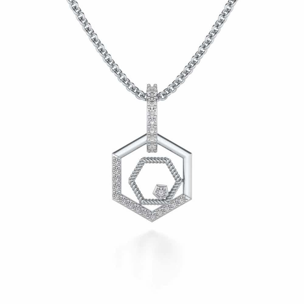 Circum-Hexa Silver Pendant - White Gold - Image 1