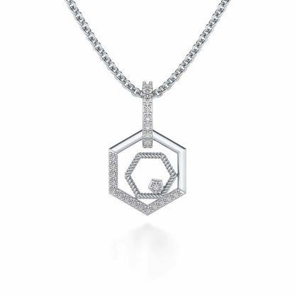 Circum-Hexa Silver Pendant - White Gold - Image 1