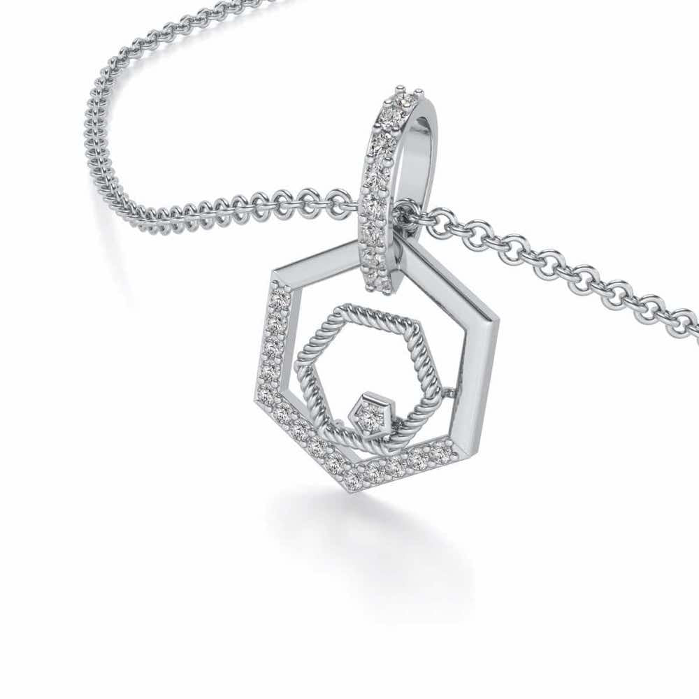 Circum-Hexa Silver Pendant - White Gold - Image 2