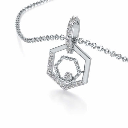 Circum-Hexa Silver Pendant - White Gold - Image 2