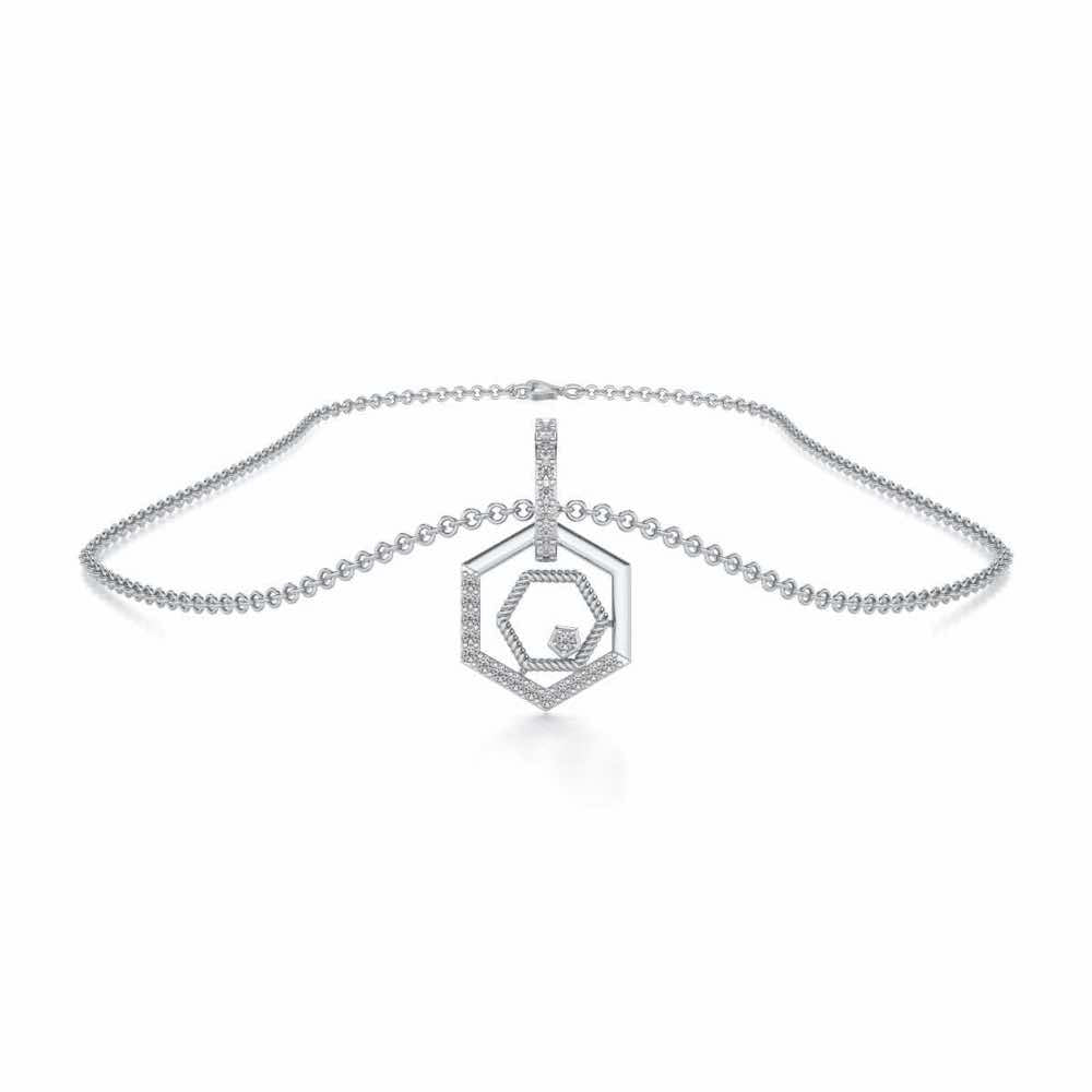 Circum-Hexa Silver Pendant - White Gold - Image 3