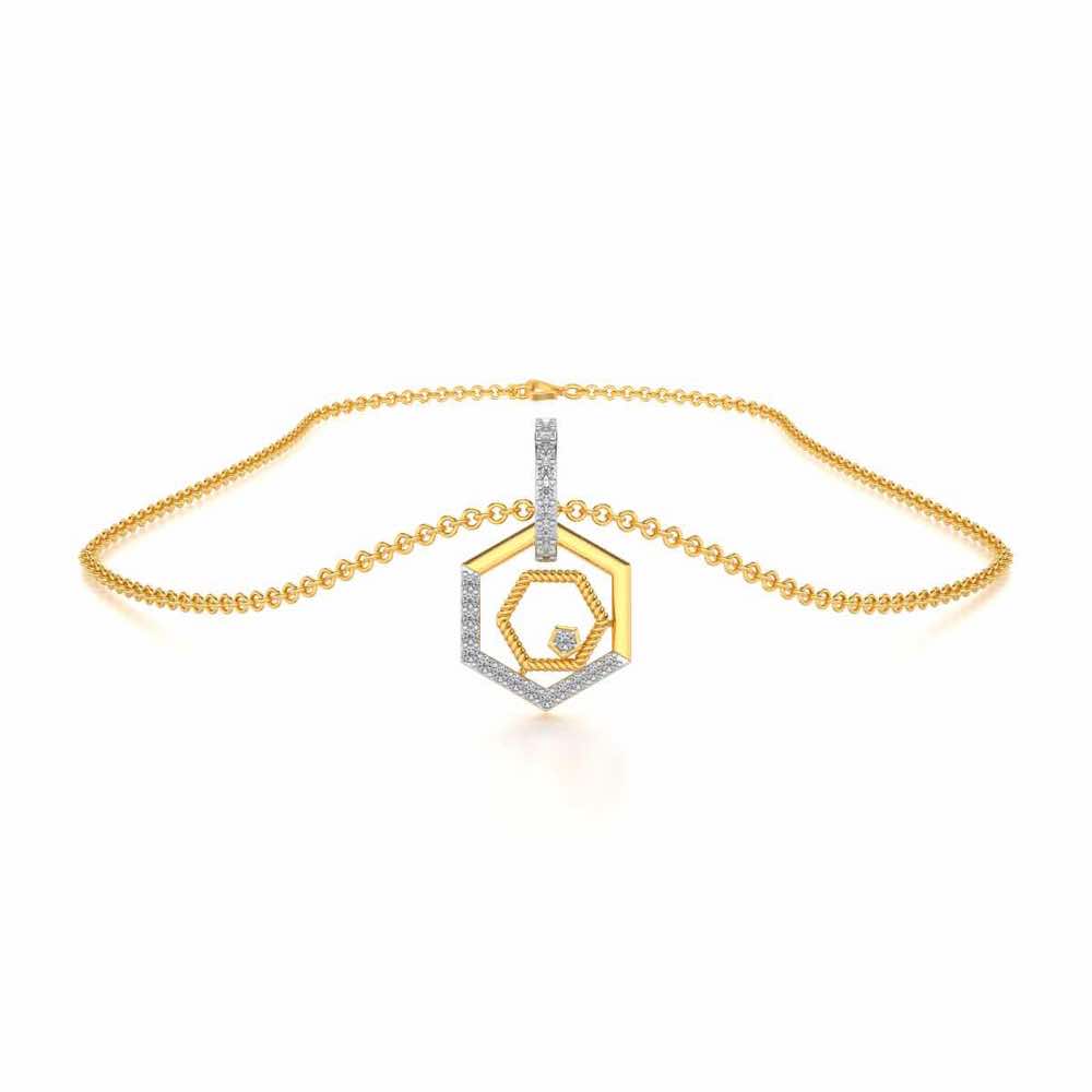 Circum-Hexa Silver Pendant - Yellow Gold - Image 3