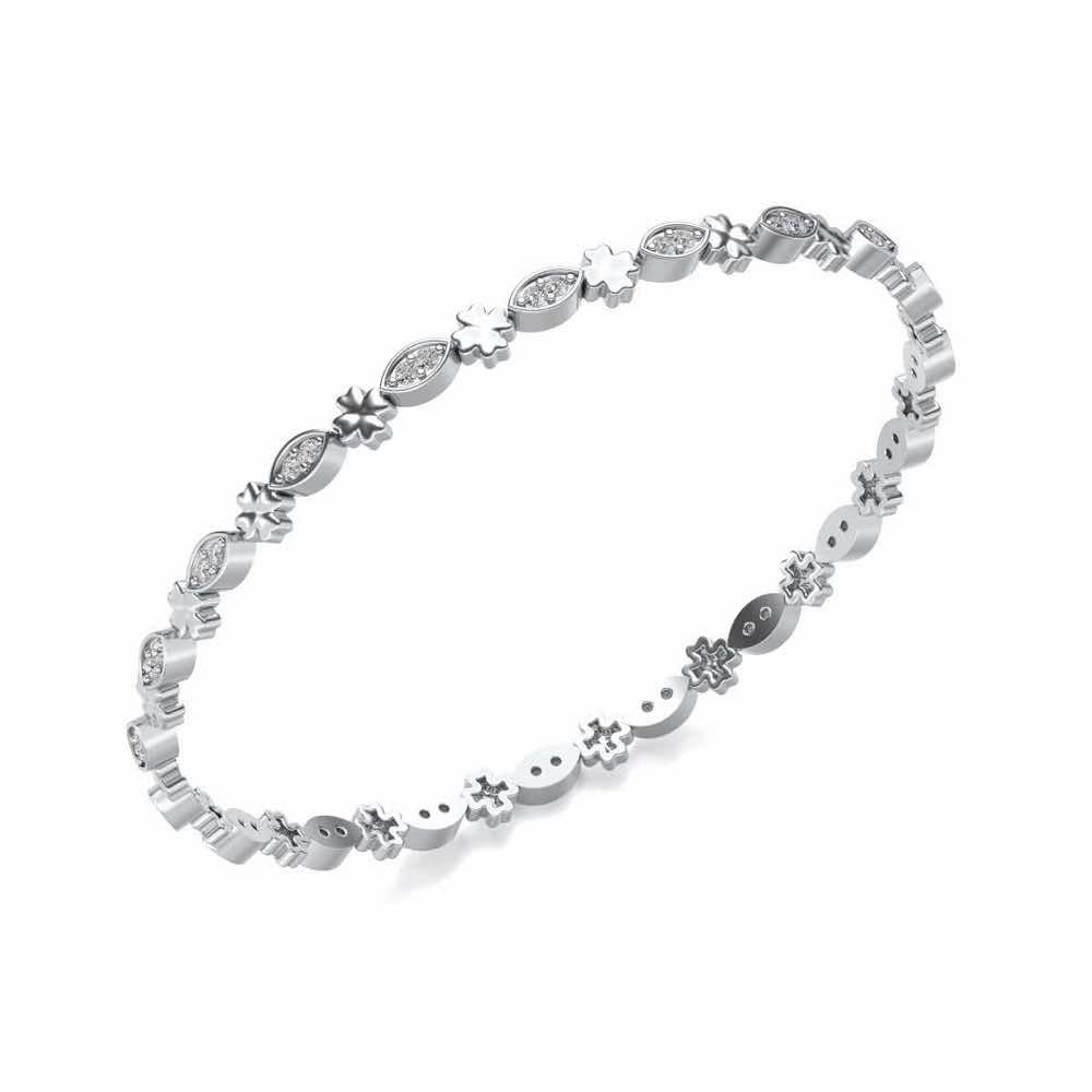 Classy Silver Bangles - White Gold - Image 1